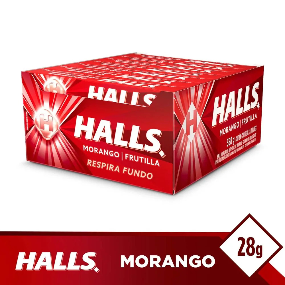 Drops Halls Morango 21 unidades de 28Gramas