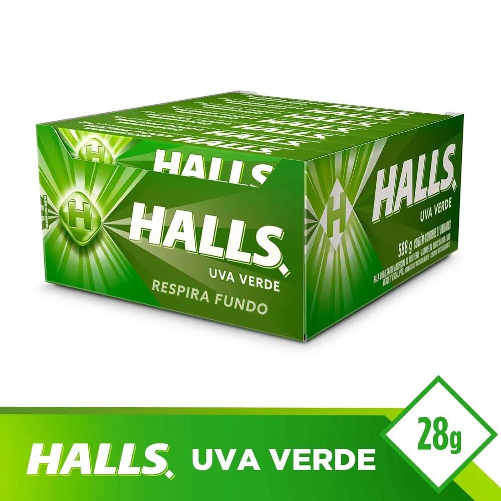 Drops Halls uva verde 21 unidades de 28Gramas
